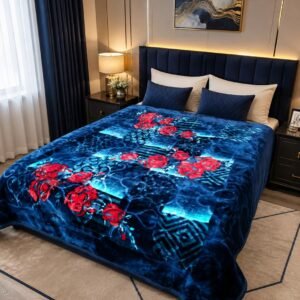 Ruby - Single Bed Double Ply - Blue Red Flower