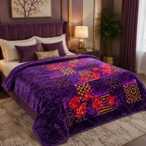 Ruby - Single Bed Double Ply - Purple Red Flwr
