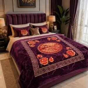 Ruby - Single Bed Double Ply - Purple Red Flower