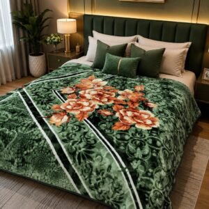 Ruby - Single Bed Double Ply - Green Flower