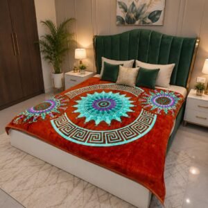 Double Bed - 1300 gm - Red Blue Flower